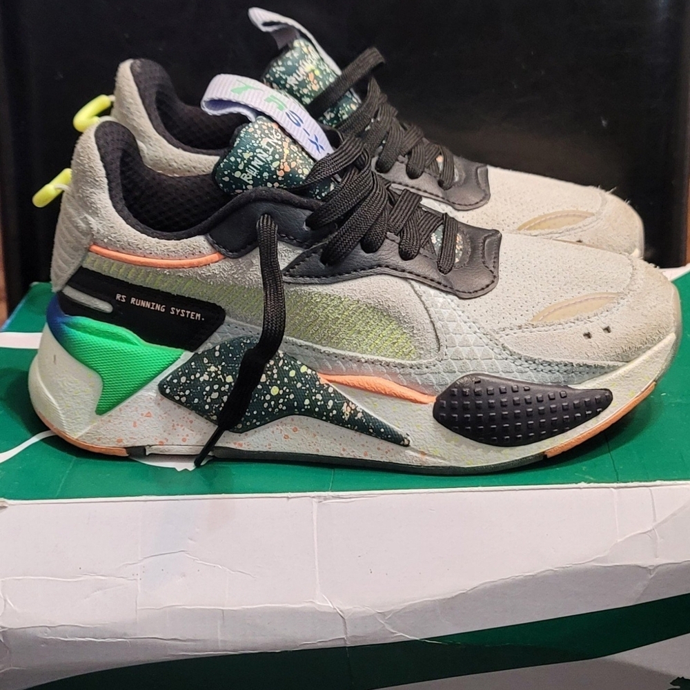 Puma Kids Sneakers in Gray, Green, and Black